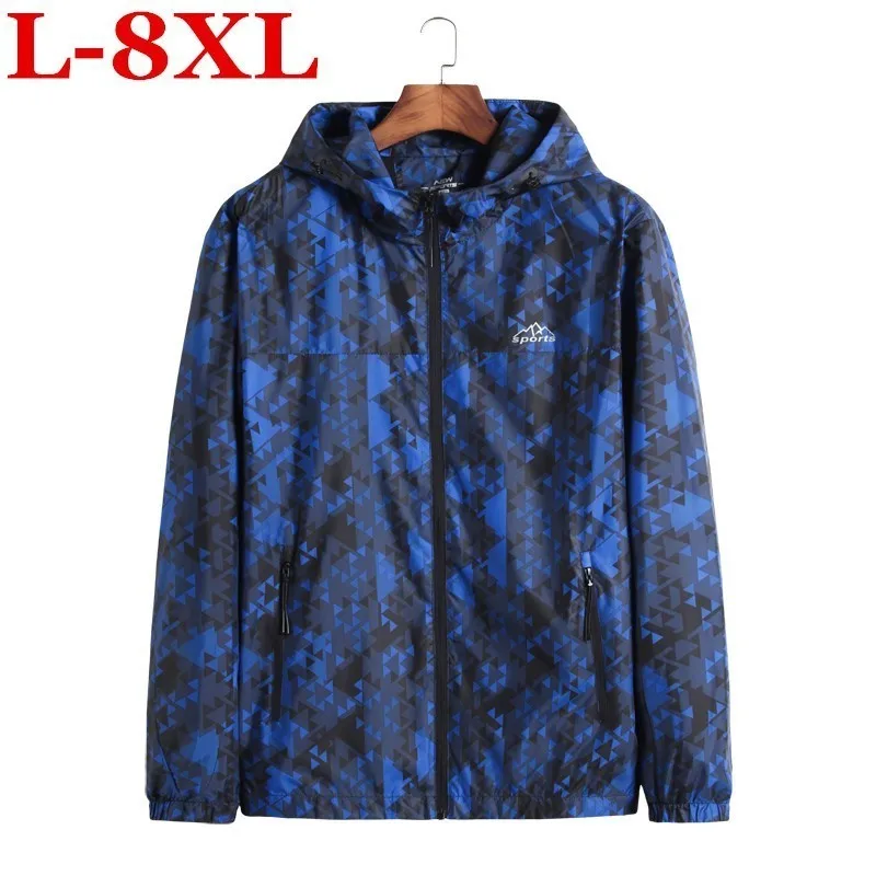 Plus Size 8XL Nieuwe Lente Herfst Bomber Hooded Jacket Men Casual Slim Patchwork Windjack Mannelijke Uitloper Rits Dunne Jas