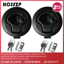 Комплект из 2 предметов, " Пластик блокировки подъемная ручка флеш тянуть Защёлки шлема морской катер круглый палубный замок с ключом Запчасти для яхт аксессуары