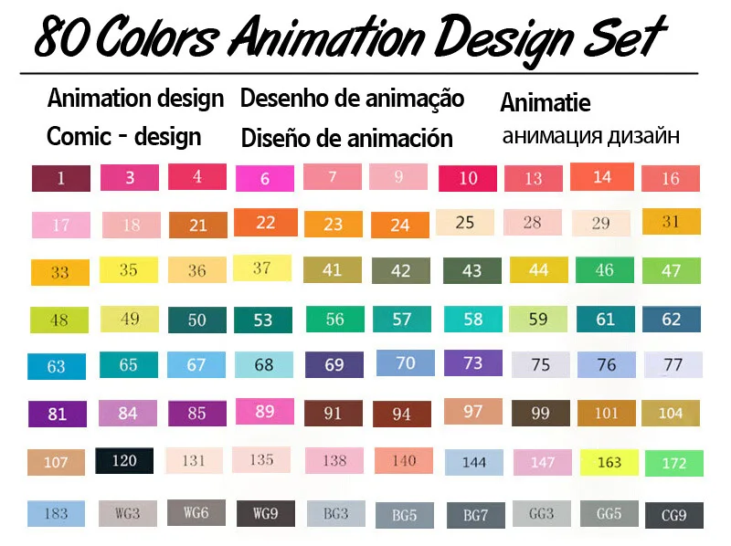 TOUCHNEW 30/40/60/80 Цвет набор маркеров для живописи Двойные наконечники на спиртовой основе маркеры для Artisr рисунок маркер для белой доски расходные материалы - Цвет: 80 Animation set
