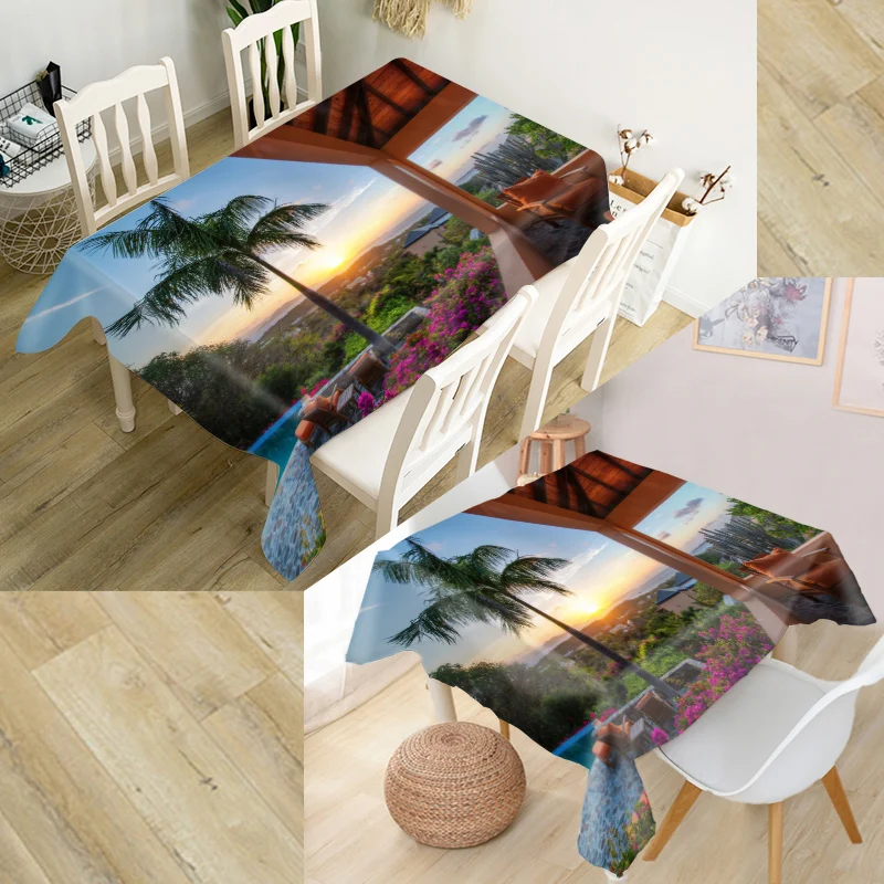 

Custom Landscape Tablecloth Forest Art Kitchen Dining Table Decoration Home Rectangular Party Table Covers More Size 0804