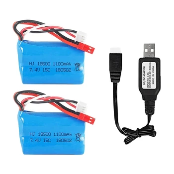 

7.4V 1100Mah Li-Ion Battery JST Plug for HQ 827 823 871 RC Car Boat Spare Parts Accessories 2 Pack with USB Charger