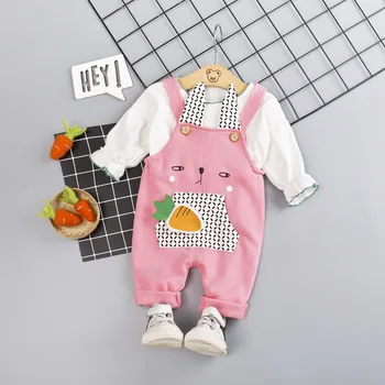 

2019 Children Clothing Sets Spring Autumn Baby Girls Boys Clothes Suits T Shirt Bib Pants Toddler Infant Kids Costume