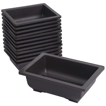 

15 PCS Rectangular Plastic Bonsai Training Pot, Flower and Meat Pot Container for Garden, Home Decoration 8 Inches