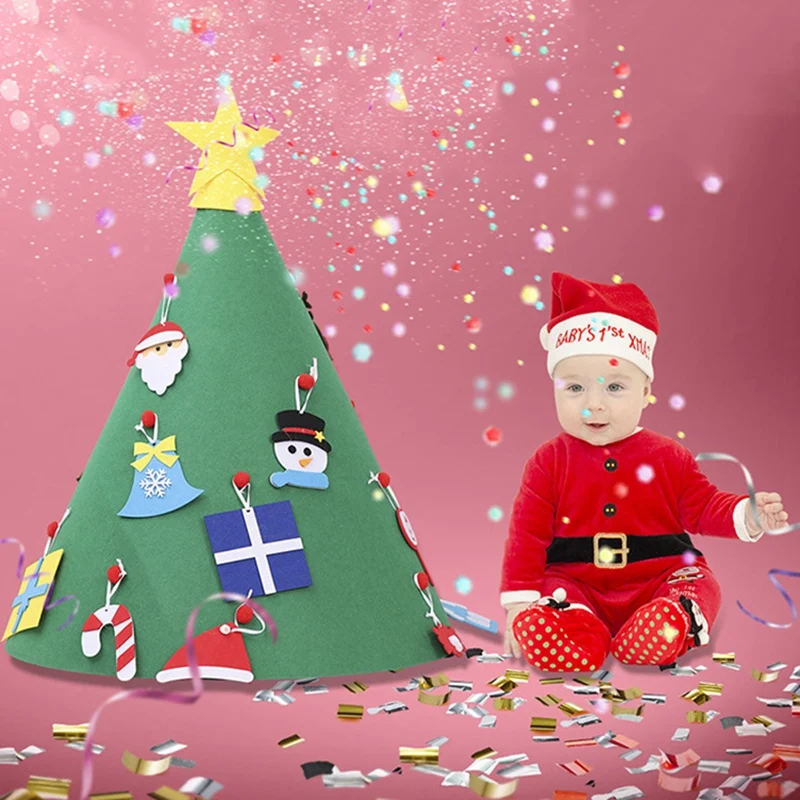 New-Creative Felt Christmas Tree for Kids 3.2Ft Diy Christmas Tree with Toddlers 18Pcs Ornaments for Children Xmas Gifts Hanging