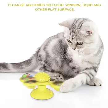 

Suction Cup Base Cat Turntable Toy Kitten Windmill Ball Windmill Cat Toy Scratching Tickle Trainer Pet Toys 3 Colors