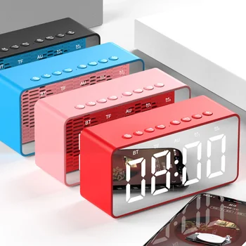 

BT506 Wireless Bluetooth Speaker Super Bass Wireless Stereo Speakers Support TF AUX Mirror Alarm Clock for Phone Computer