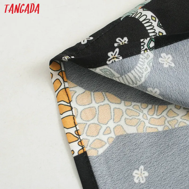 Tangada Женские Ретро негабаритных животных печати рубашки с длинным рукавом шикарная Женская Повседневная Свободная блузка blusas femininas XN315