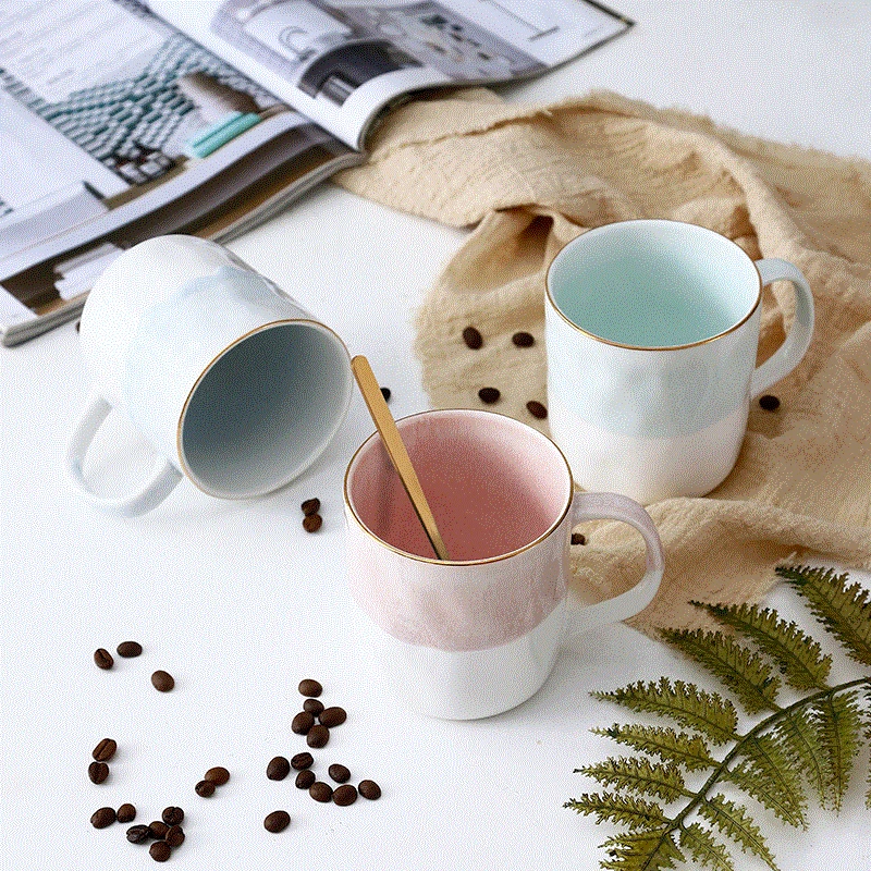 

Nordic Creative Ceramic Mug Couple Cup Home Personality Phnom Penh Office Cup with Lid and Spoon Cute Coffee Mugs and Cups