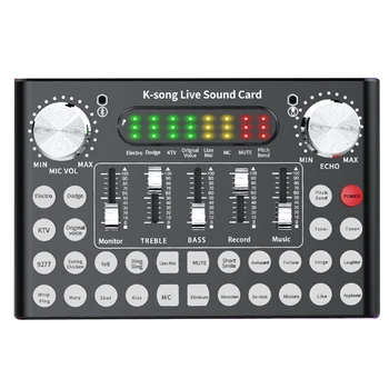 

F8 Intelligent External Sound Card Set Dual Channel Karaoke Universal Bluetooth Broadcast Digital Audio Mixer Aluminium Alloy