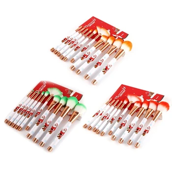 

10Pcs Christmas Makeup Brushes Set Foundation Powder Eyeshadow Cosmetic Brush