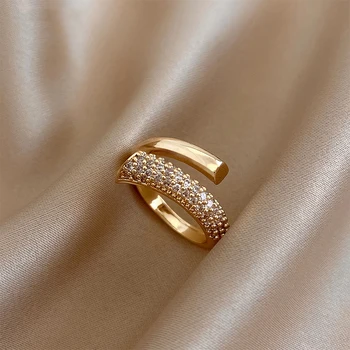 2021 nowe gotyckie niezwykłe złote pierścienie otwierające dla kobiety moda koreański klasyczny biżuteria Party dziewczyny Sexy palec wzór pierścienia prezent tanie i dobre opinie KDOEN CN (pochodzenie) Mosiądz Kamień półszlachetny Zestawy ślubne Wysadzany Na imprezę Pierścionki