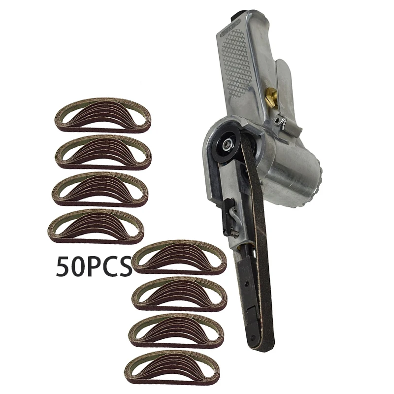 

1/4 BSP Air Belt Sander Polishing Machine + 50pcs Belts 60 - 120 Grit 16000 Rpm