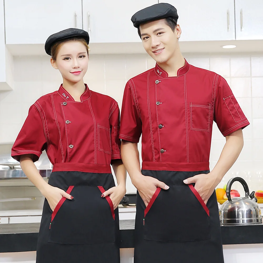 Viaoli Hotel Chef's Uniform Short Sleeve Mesh Breathable Workwear shirt Catering Restaurant Kitchen Bakery wholesale chef jacket