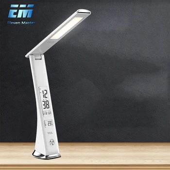 

Modern Leather 7W Dimable Office Desktop Light Led Foldable Table Lamp with Alarm Clock for Business Work Children Gift ZZD0021