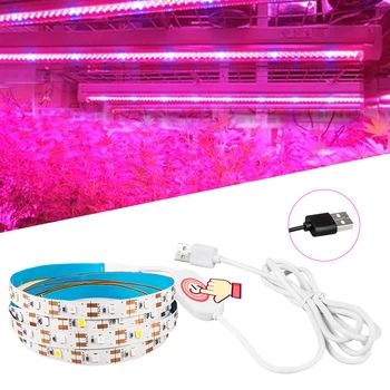 

USB LED Plants Grow Light Strip Full Spectrum 0.5-2m Phyto Lamp for Grow Tent blue+red+warm white 2835 Chip Touch Sensor Switch