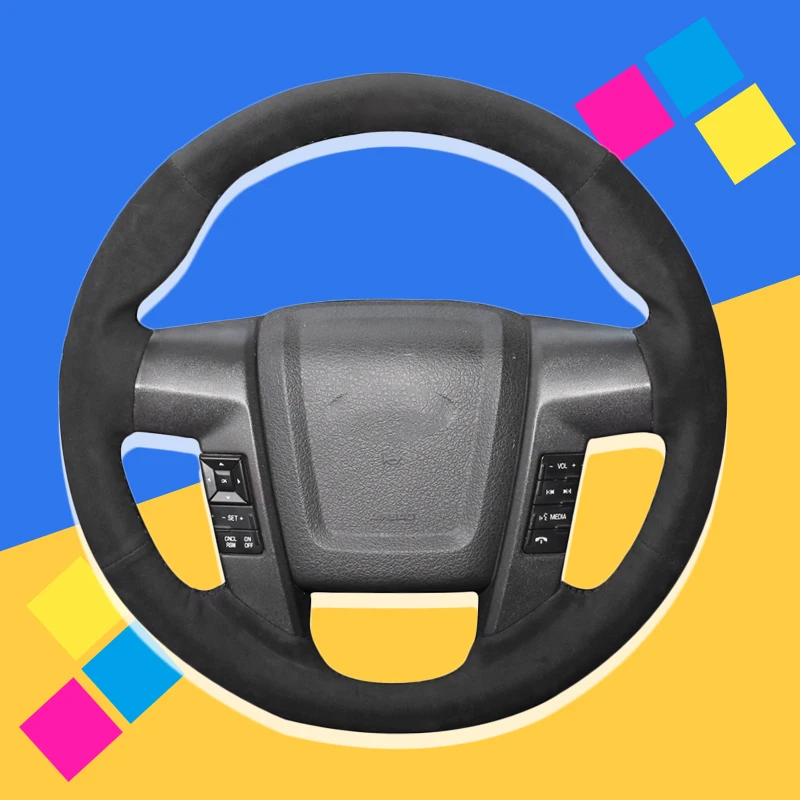 Suede Leather Auto Braid On The Steering Wheel Cover for Ford F150 F-150 2014 DIY Car Braiding Covers Car-styling | Автомобили и