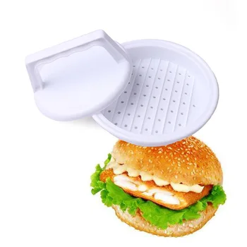

White Hamburger Maker Hamburger Press Round Shape Non-Stick Chef Cutlets Hamburger Meat Beef Grill Burger Press Patty Maker Mold