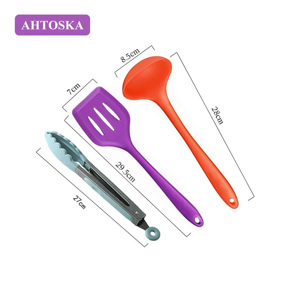 AHTOSKA 10 Шт. Силиконовые Пособия по кулинарии Инструменты Сделаны Красочные Еда