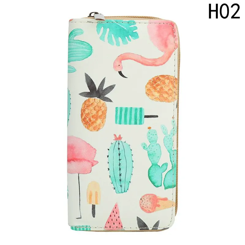 Fashion Woman Wallet Fruit Yellow Animal Pattern Long Wallets White Pink Color Money Bags Cute Pocket Practical Purse - Цвет: H02