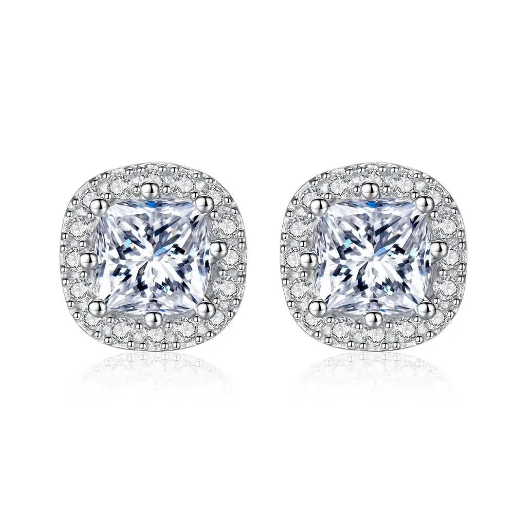 

Fenchen Classic Luxury Main Square Stone S925 Sterling Silver Stud Earrings for Women Wedding Engagement Fine Jewelry Gift AE189