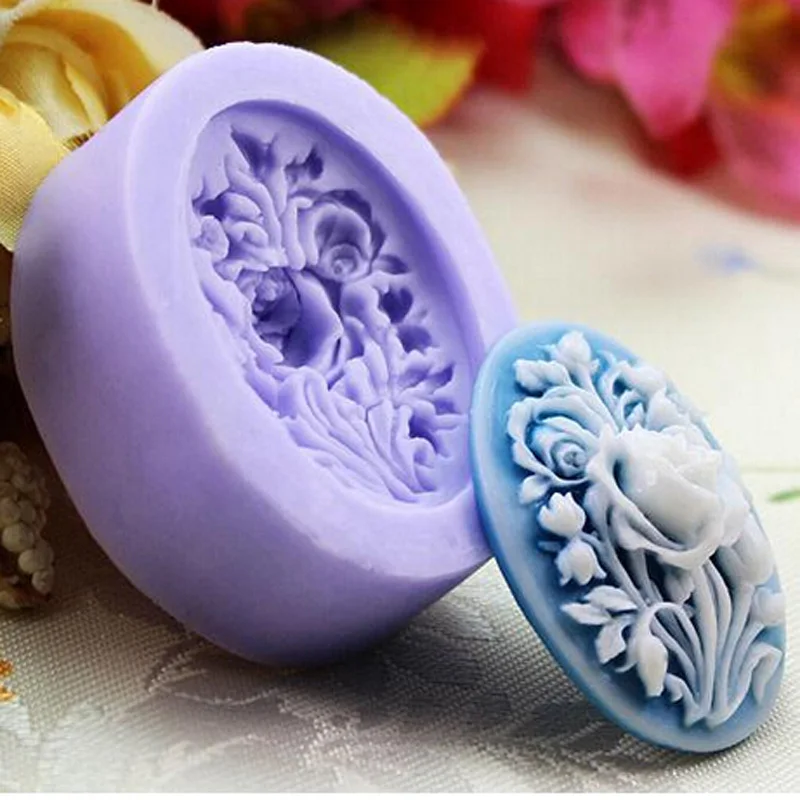 Silicone Mold Ellipse Carved Silica Gel Soap Mold DIY Square Cake Shape Soap Mold Production Consumable 3D Manual Decoration Tool