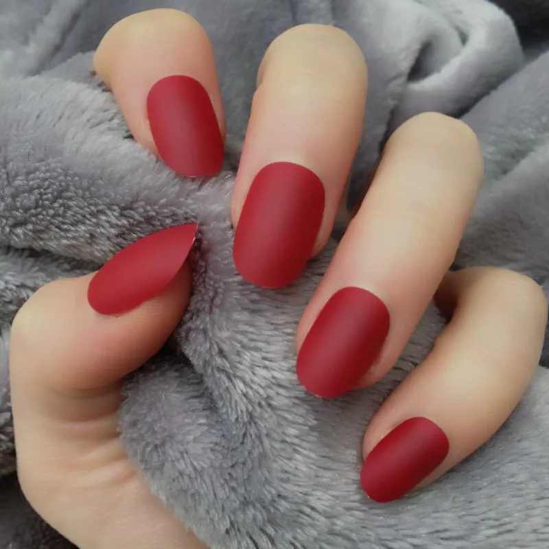 Накладные ногти-стилеты для ногтей длинные острые Nep Nagels с клеем, стикер глянцевый пластик искусственные винно-красные накладные ногти для Хэллоуина Вечерние - Цвет: m26-860