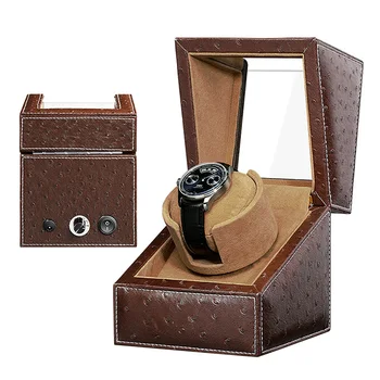 

EU/US/AU/UK Plug Motor Shaker Wooden Watch Winder For 1 Watches Display Automatic Holder Box Brown Glasses Jewelry Organizer