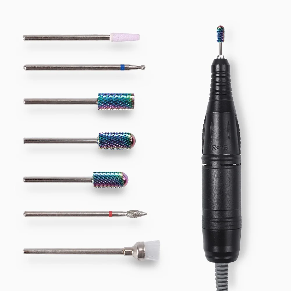 Online 7 Uds juego de brocas para uñas de carburo de tungsteno, broca acrílica para lima de uñas, brocas para manicura y pedicura de 3 32\