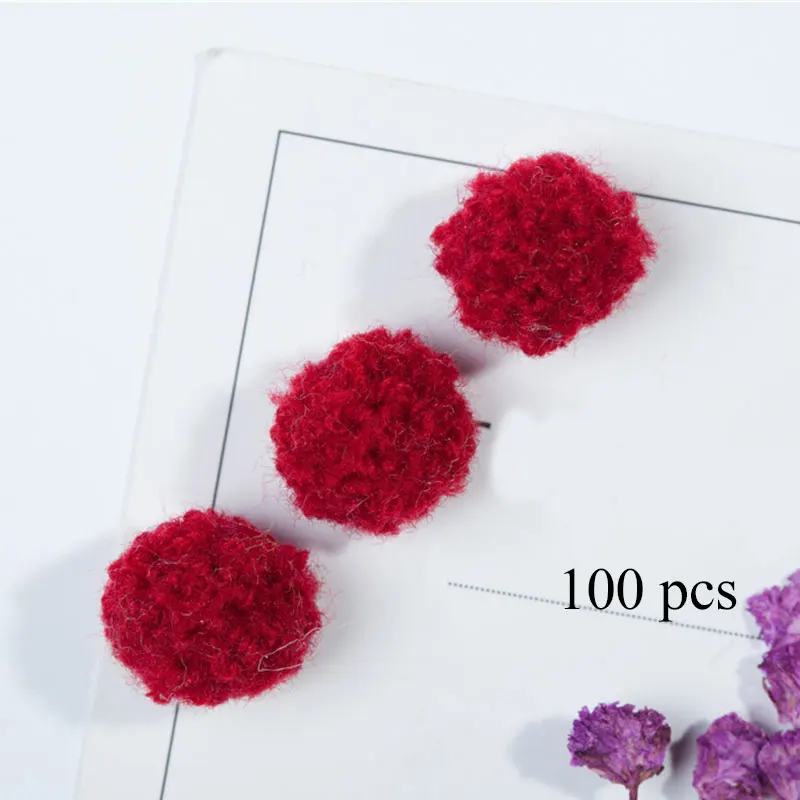 wine red 100 шт. Цвет Тедди пушистым помпоном прошитой подошве; теплые зимние плюшевые Тапочки шарики рождественские поделки помпоны Цвет Фул Свадебная вечеринка украшения ювелирных аксессуаров - Цвет: wine red