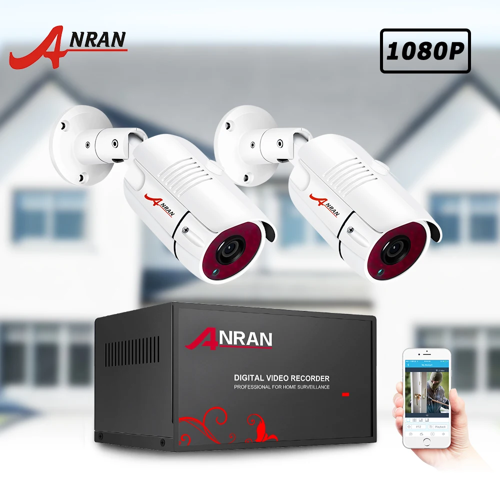 ANRAN 2CH комплект видеонаблюдения 2.0MP AHD DVR системы камеры ahd ИК ночного видения