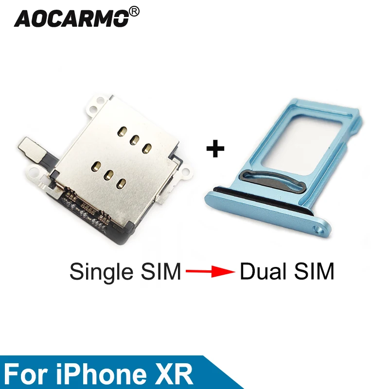 

Aocarmo 1Set For iPhone XR Dual SIM Card Reader Flex Cable +SIM Card tray Holder Slot Adapter Replacement Part