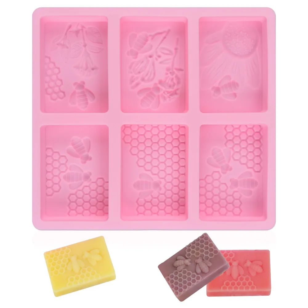 

SJ Honeycomb Bee Soap Mold Silicone Soap Making Molds Rectangular Resin Mould for DIY Home Handmade Craft