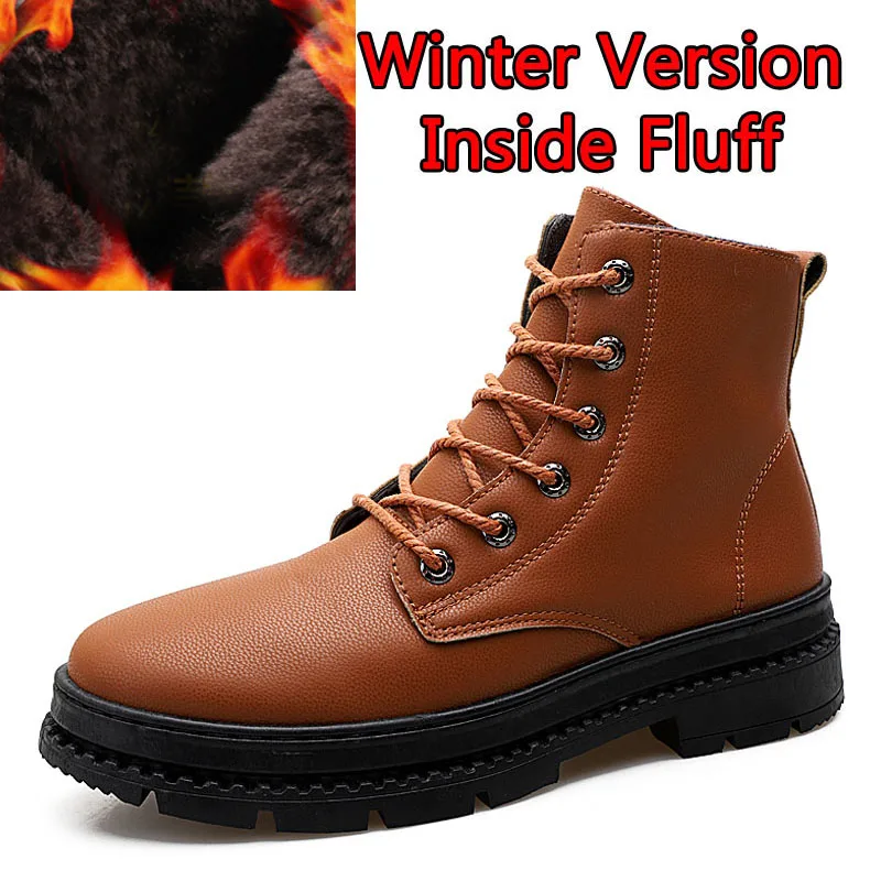03 Winter Brown SURGUT/мужские ботинки из искусственной кожи на шнуровке; высококачественные мужские винтажные ботильоны в британском стиле; сезон осень-зима; повседневные ботинки; большие размеры 39-44 - Цвет: 03 Winter Brown
