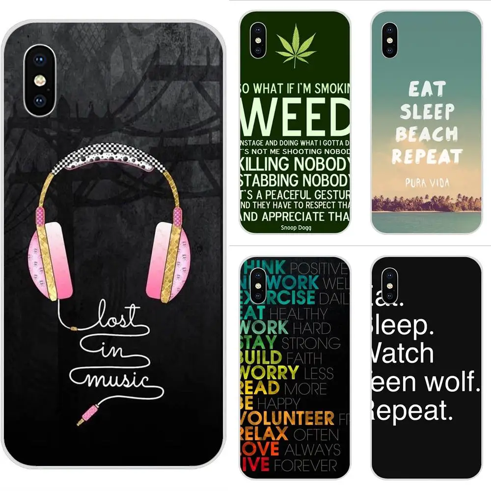 Лучший чехол из ТПУ для Huawei Honor Nova Note 5 5I 8A 8X10 Pro 9X Moto G G2 G3 G4 G5 G6 G7 Plus Eat Weed Sleep Music |