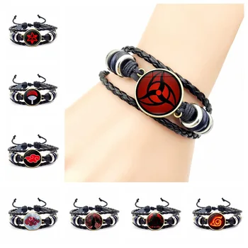 

Anime Naturo Action Figure Akatsuki Cosplay Bracelet Uchiha Itachi Sharingan Rinnegan Time Gem Cabochon Alloy wristband Gift Toy