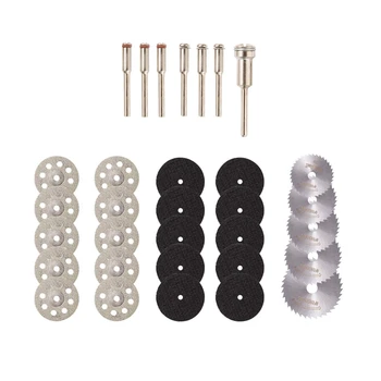 

32PCS Rotary Cutting Wheels Tool Kit Diamond Cutting Wheel and HSS Circular Saw Blades and Resin Metal Cutting Wheels Tools Wood
