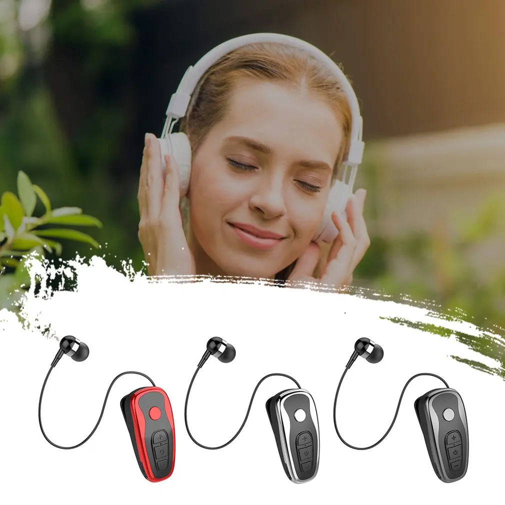 Wireless BT Headset With Vibration Voice Report Long Standby Mini Earphone With Microphone Music Stereo Headset