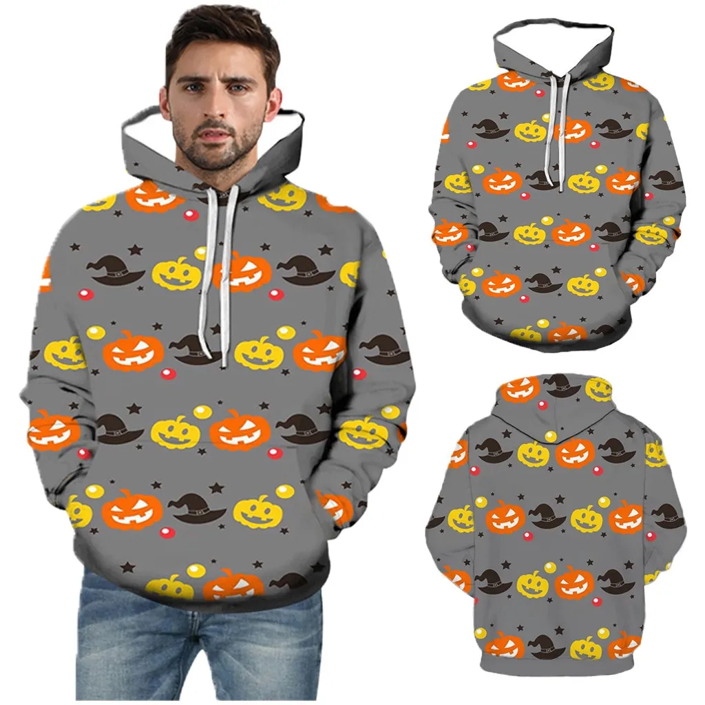 

2019 Men Halloween Scary 3d Pumpkin Long Sleeve Printed Hoodie Sweatshirts Party Dress-up High Quality25 Suéter De Los Hombres