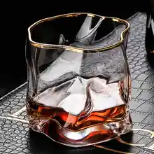 Необычная стеклянная кружка для виски, золотой ободок, бокал для вина, креативное стекло для виски, ликера, воды, элегантные чашки и чашки для напитков, чашка, подарки, бар