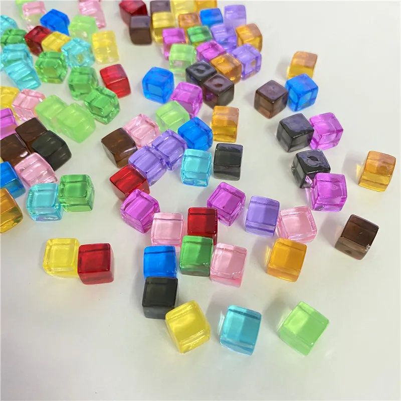 100pcs 8mm Transparent Dice Square Cute Acrylic Cube Block Corner Table Game 