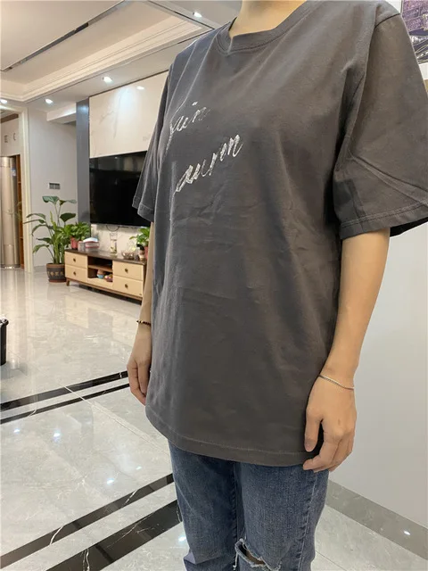 Women Summer T-shirt 100% Cotton High Quality Casual Loose Plus Size O-Neck Top Brand Female SL Letter Print Solid Lovers Tees