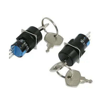 

2 Pcs Keylock Rotary Selector Round 1NO 1NC SPDT Push Button Switch AC 250V 5A