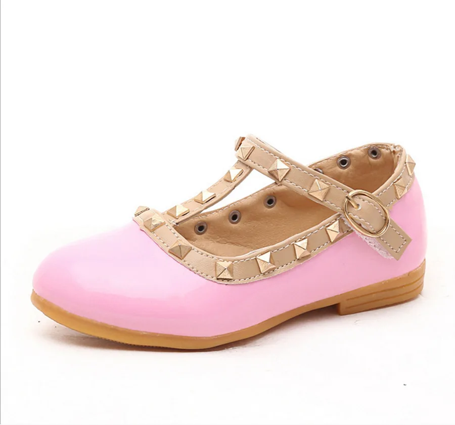 All Sizes 21-36 Girls Shoes New 2020Spring Children Shoes Girl Rivets Princess Flat Shoes T-tied Style Girls Summer Sandals Sandal for girl Children's Shoes