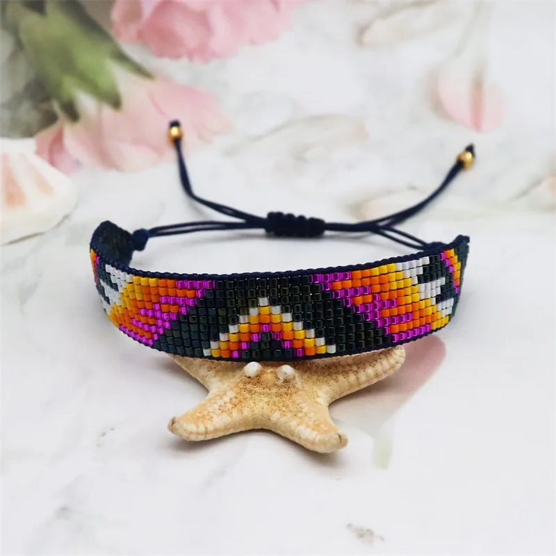 para amigos, presente feminino, bracelete ajustável tecido com joia mexicana