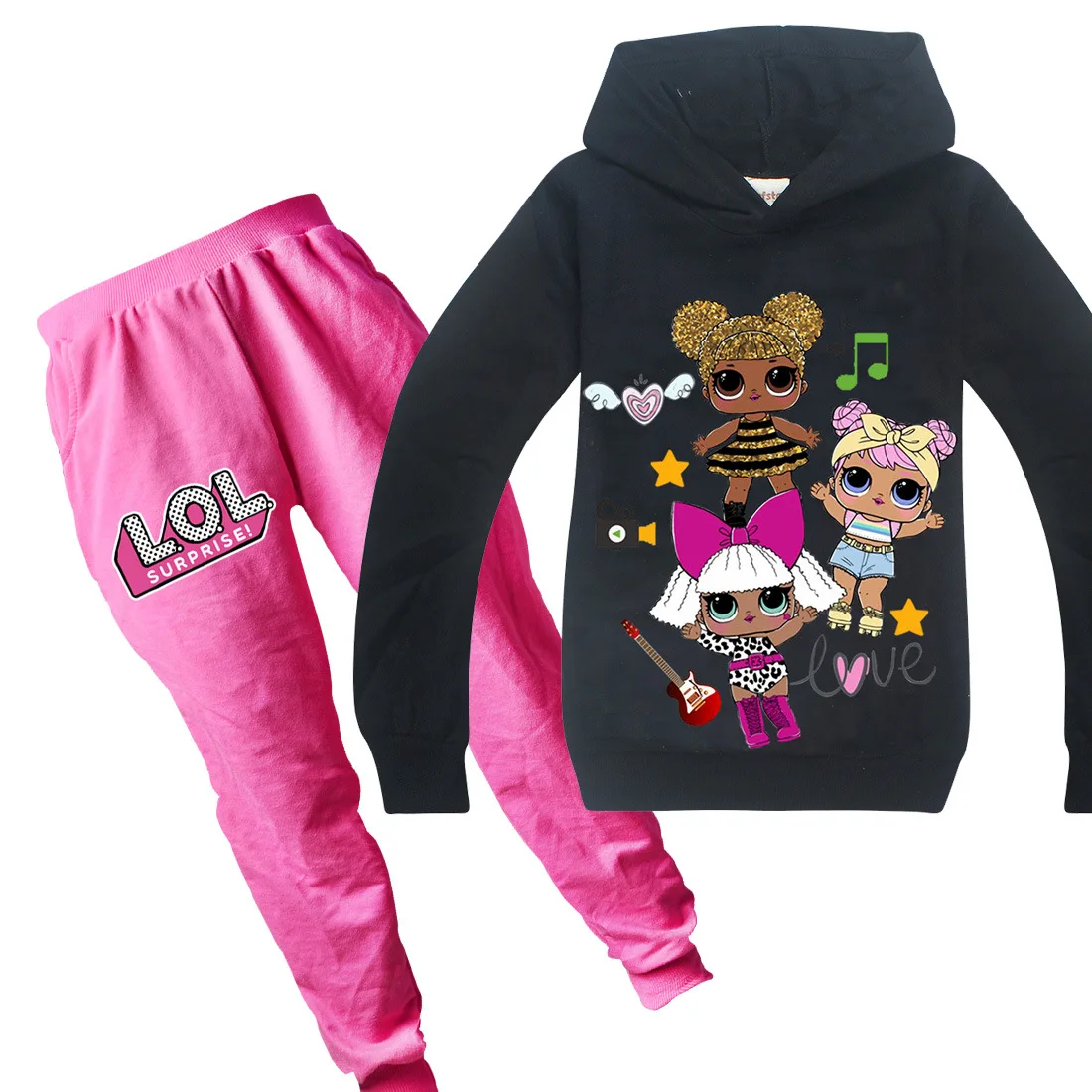 

Lol Girls Clothing Sets Spring Casual Cotton Hooded Children Clothes Set Full Sleeve Girls Doll Hoody Pants Kids Set Clothing