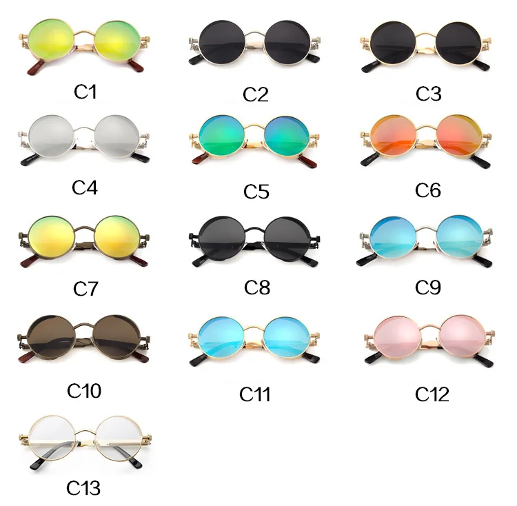 YOOSKE Готический стимпанк Круглые Солнцезащитные очки для мужчин и женщин сплав очки круглой формы брендовые дизайнерские солнцезащитные очки зеркальные высокое качество