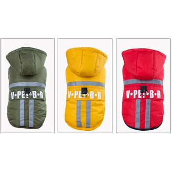 

Winter Thickened Warm Dog Padded Coat Two-legged Pet Cotton Wadded Jacket Reflective Waterproof Hoodie For Teddy Bichon Bulldog