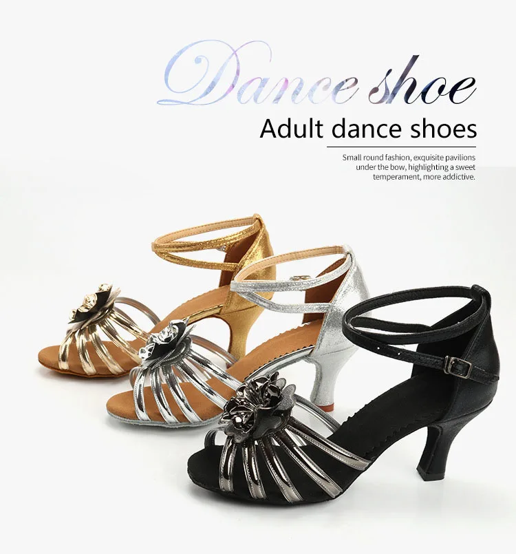 New ladies Latin dance shoes zapatos baile latino mujer flowers decorated ballroom dance tango show shoes dance shoes women
