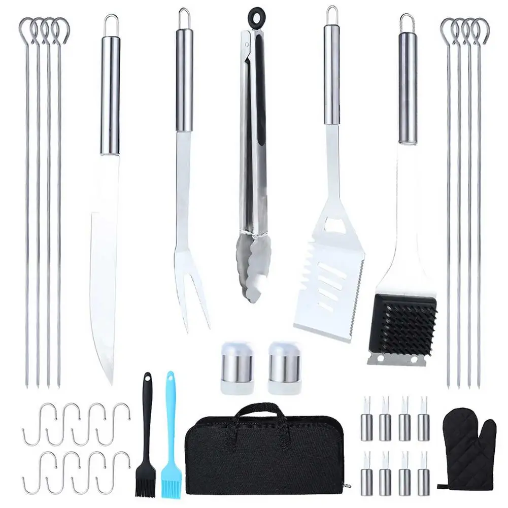 BBQ Grill Tool Set Stainless Steel Barbecue Grilling Utensils Kit w/ Storage Bag 