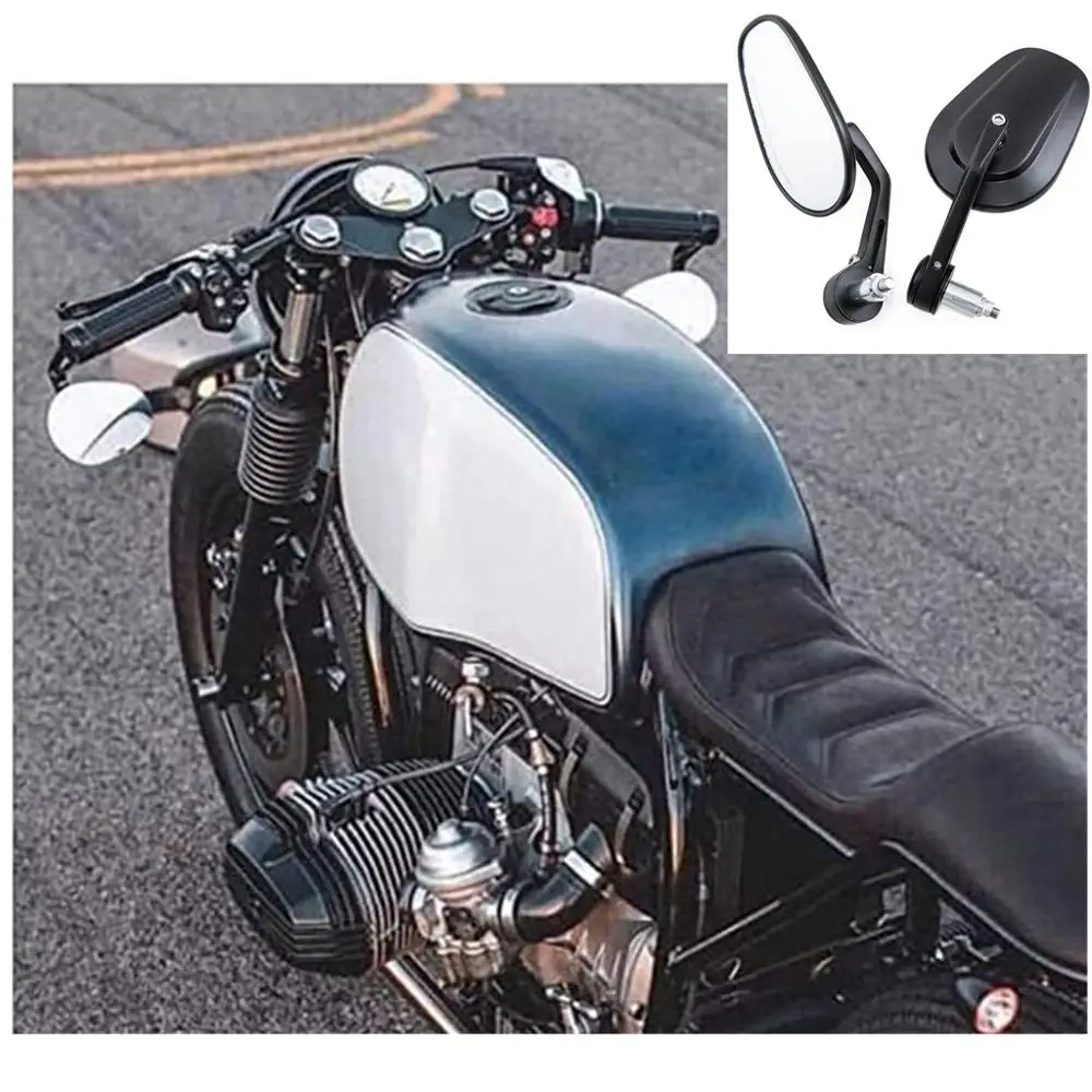 Universal Motorcycle Rearview Side Mirrors 7/8inch Motorcycle Handlebar End View Metal Mirrors 360° Rotation Cafe Racer 1 Pair Metal Chrome Handlebar End Rear View Mirrors Left and Right 